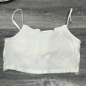 white aerie cropped top with lace backing size medium